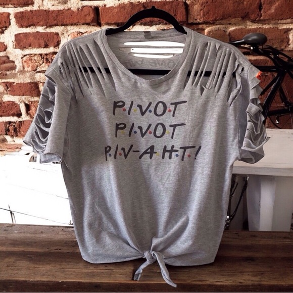 CUSTOM “PIVOT!” Friends Tee | Distressed + Tied Up  | Iconic Fan Merch - Picture 1 of 7